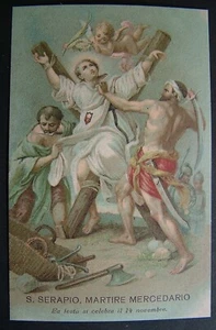 1910 Santini Holy Card Prayer To San Serapio Martyr Mercedarian - Picture 1 of 2