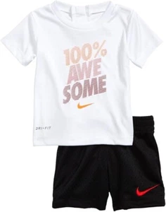 Conjunto de 2 camisetas y pantalones cortos Nike Dri-Fit para niños (blanco (86S014-023)/negro/rojo, 7 - Imagen 1 de 2