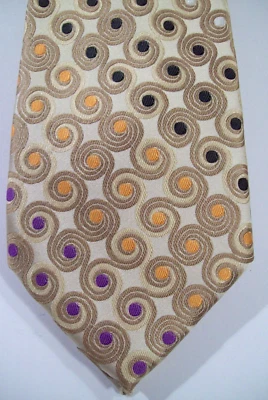 Men's Steve Harvey Collection Silk Neck Tie, Geometric Swirls, Champagne - Image 1 of 4