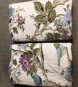 Waverly 2 King Pillow Shams Floral Quilted Tag size 21x36 inches Birds Flowers - Picture 1 of 12