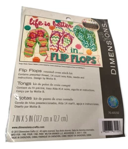 Dimensions Flip Flops Mini Counted Cross Stitch Kit 7x5" 14 Count New Sealed - Picture 1 of 2