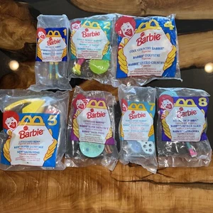 Juego de 7 paquetes sellados vintage de juguetes Barbie Happy Meal de McDonald’s 1994 - Imagen 1 de 10
