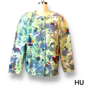 Daniel K NY Jacket Sz S Lighthouse Heavy Rhinestones Cruise Resort Nautical - Picture 1 of 13