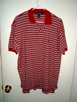 Polo a rayas Nautica mediano rojo/blanco/negro para hombre Foto 1 de 4