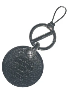 Dunhill Duke Round ID Tag Leather Key Fob Chrome Mens Brand New RRP £250 - Picture 1 of 5