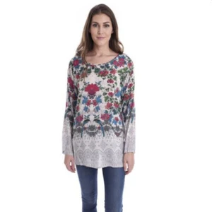 Johnny Was Nina Floral Print Challis Tunic Top Size Small - Picture 1 of 12