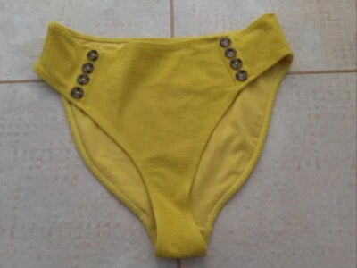 Calzoncillo inferior de bikini Warehouse amarillo texturizado talla 14 Reino Unido con botones pierna alta Foto 1 de 4
