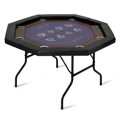 8 Player Foldable Poker Table Casino Blackjack Texa Holdem Table Metal Octagon - Image 1 of 2