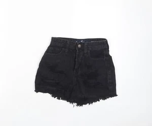 Hollister Womens Black Cotton Blend Cut-Off Shorts Size W23 L3    Dist - Picture 1 of 10