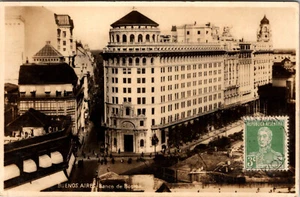 BUENOS AIRES, ANGENTINA - BANCO DE BOSTON - STAMP ON FRONT - REAL PHOTO POSTCARD - Picture 1 of 2