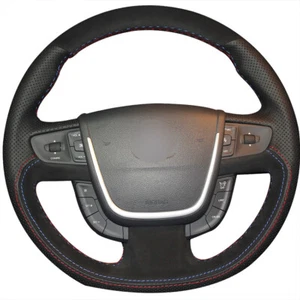Cubierta de volante de coche de gamuza de cuero genuino negro súper suave para Peugeot 508 - Imagen 1 de 4