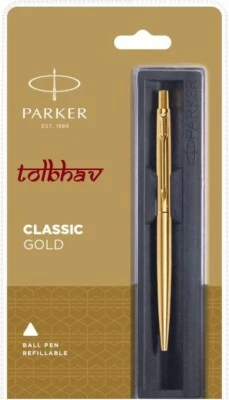 Parker Doré Classique Bord Gt Rétractable Stylo à Bille Bleu Encre Fin Neuf Bp