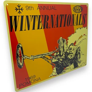 '69 Pomona 9. jährliche Winter Nationals 15 Zoll x 12 Zoll Blech Metall Schild mit gesäumten Kanten - Bild 1 von 5