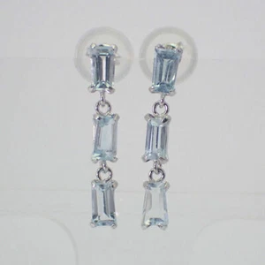 [New] Pt900 Aquamarine Fancy Cut Earrings [i1-3] - Picture 1 of 8