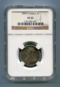 South Africa ZAR NGC Graded 1896 Kruger 1 Shilling VF 25 Coin - Picture 1 of 2