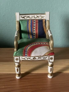 Vintage Dollhouse Armchair Wood Silk 8x5” - Picture 1 of 8
