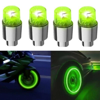 4x Green Car Wheel Tire Tyre Air Valve Stem LED Light Caps Decor Car Accessories - Image 1 of 4