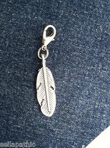 FEATHER Tibetan Silver Charm Bookmark Bracelet Scrapbooking 1x3/8" - Picture 1 of 1