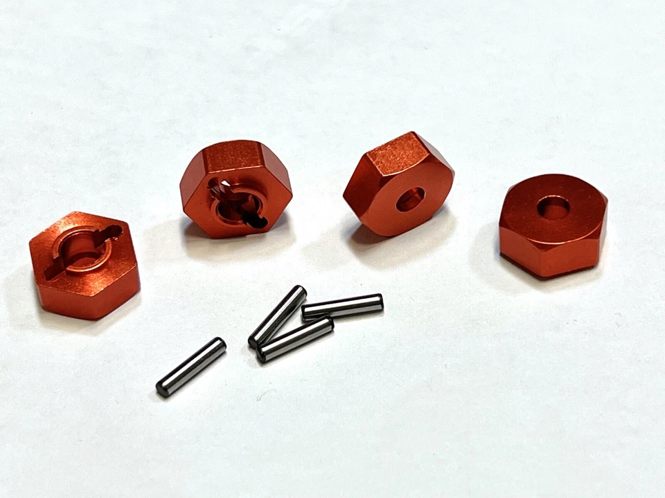 680016 ORANGE ALUMINIUM 12mm HEX ADAPTERS w/PINS 4P  1:18 HSP SCALE ROCK CRAWLER - Image 1 of 1