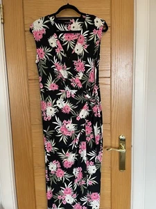 ROMAN PETITE MAXI DRESS, BLACK/PINK FLORAL, SIZE 12 PETITE, BNWOT - Picture 1 of 4