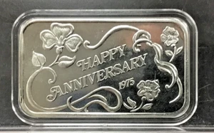 1975 "HAPPY ANNIVERSARY" 1 oz .999 Silver Bar ~ USSC US Silver Corp. in CAPSULE - Picture 1 of 4