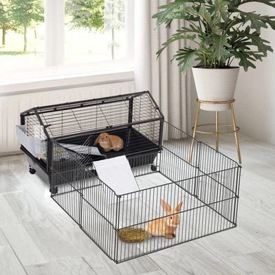 PAWHUT Small Rabbit Fence, Guinea Pig Cage, Hedgehog Cage, Pet Exercise Pen, 35" L
