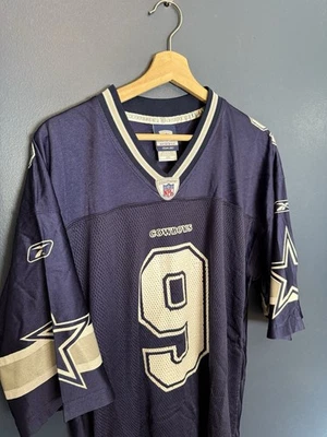 Camiseta deportiva de fútbol vintage Y2K Reebok NFL Dallas Cowboys Tony Romo azul grande Foto 1 de 4