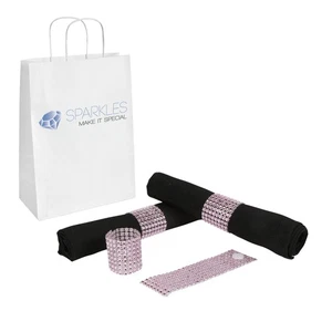 25 Pink Rhinestone Napkin Rings - 8 Row Reusable Fasteners - Picture 1 of 5