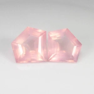 17.07 Ct Natural Sweet Pink Rose Quartz Special Fancy Pair,Brazil-2070 - Picture 1 of 3