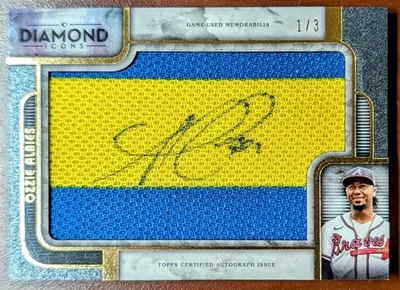 2023 TOPPS DIAMOND ICONS OZZIE ALBIES 1/3 Autographed Preeminent Pieces Relic - Image 1 of 2