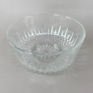 Arcoroc France Servizio Ciotola 9" Vetro Trasparente Diamante Modello Starburst Vintage - Foto 1 di 9