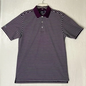 Jack Nicklaus Golf Polo Shirt Mens Medium Performance Purple White Striped - Picture 1 of 11