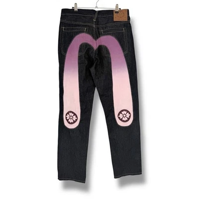 Мужские джинсы EVISU Selvedge Denim 32x34 Редкие Розовые Daicock Sakura Раскрашенные Сырые - Изображение 1 из 4