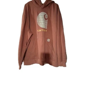 3xl Carhartt men’s Graphic Logo Orange Hoodie Pullover - Picture 1 of 3