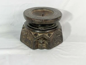 Kerzenständer Holz antik handgeschnitzt aus landwirtschaftlicher Sämaschine Bijni - Bild 1 von 5