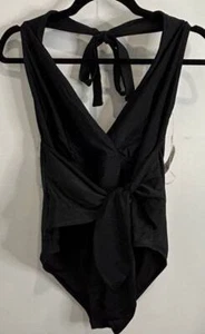 Forever 21 Womens Solid Black One Piece Swimsuit Halter Neck New 2X - Picture 1 of 10