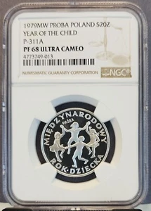 1979 POLAND PROBA SILVER 20 ZLOTYCH YEAR OF THE CHILD NGC PF 68 ULTRA CAMEO - Picture 1 of 3