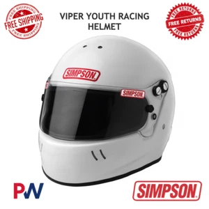 Simpson Racing Viper Youth Racing Helmet XSmall - White #18Y0541 - Picture 1 of 8