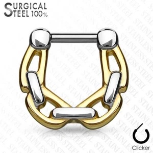 Surgical Steel Septum Piercing Chains 1.2mm Gold - Picture 1 of 1