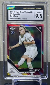 2021 Topps Chrome Women's UCL Red Refractor 3/5 Hanna Wijk CSG 9.5 Rookie RC