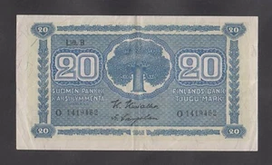 🔴FINLAND 20 Markkaa 1945 VF+ P86 Lit B🔴 - Picture 1 of 2