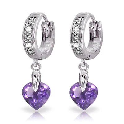 1.77 Carat 14K Solid White Gold Xanadu Amethyst Diamond Earrings - Image 1 of 3