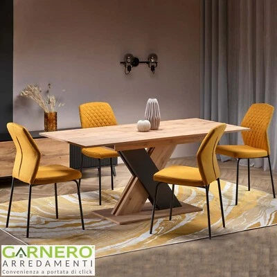 GARNERO ARREDAMENTI Tavolo da pranzo moderno rettangolare allungabile 130/175cm rovere nero BRENTA