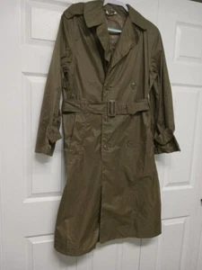 Vietnam Era Raincoat Military Quarpel Mens Army Green Trench Coat 34 USA Vtg - Picture 1 of 10