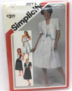 Vestido y chaqueta Simplicity #5892 años 80 talla:12 patrón de costura sin cortar vintage - Imagen 1 de 3