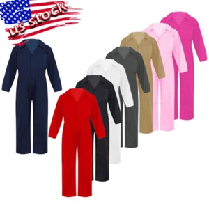 Boys Mechanic Boiler Suit Cosplay Costume Long Sleeve Coveralls Flight Suits - Picture 1 of 76