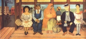 FRIDA KAHLO L'Autobus 17.75" x 38.5" Poster 2004 Folk Art Multicolor, Brown, Blu - Picture 1 of 1