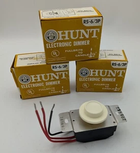 Vintage NOS Lot 3 HUNT Electronic Dimmer RS-6 3P Fullbrite to Candlelite USA - Picture 1 of 3