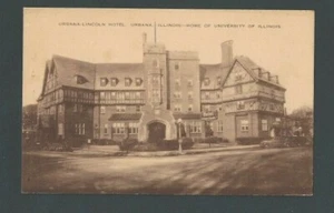 Ca 1938 Post Card Urbana IL Hotel Lincoln & University Of Illinois - Bild 1 von 1