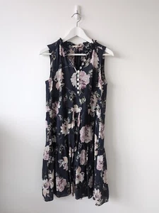 Rebecca Taylor Dress Women's Size 2 AU 10 Blue Silk Ava Floral Tie Waist - Picture 1 of 10